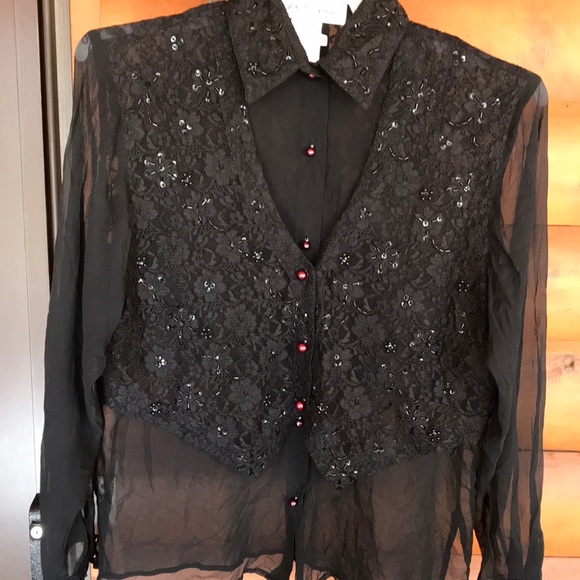 Jerri Sherman - Saks  5th Avenue Tops - Jerri Sherman - Saks 5th Ave Black Lace Blouse